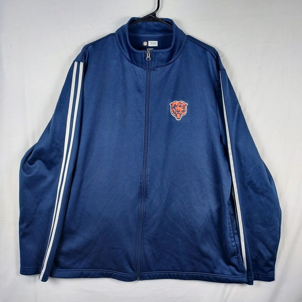 Chicago Bears XL Full Zip Jacket Navy NFL Team Apparel Striped Sleeve
